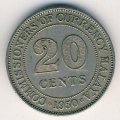 Малайя 20 центов 1950 год