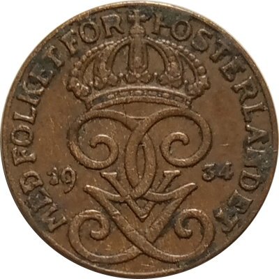 Швеция 1 эре 1934 год - Король Густав V