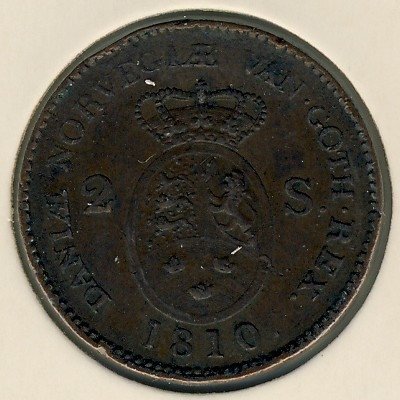 Дания 2 скиллинга 1810 год