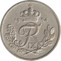 Дания 25 эре 1954 год - Король Фредерик IX