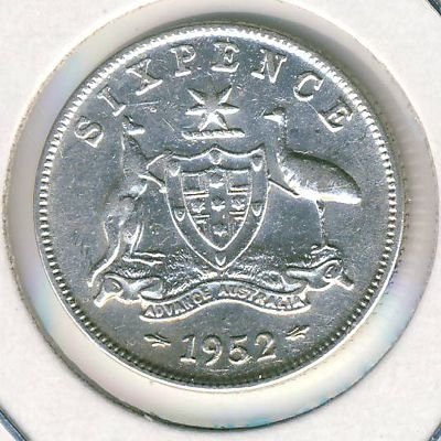 Австралия 6 пенсов 1952 год