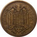 Испания 1 песета 1944 год - Франсиско Франко