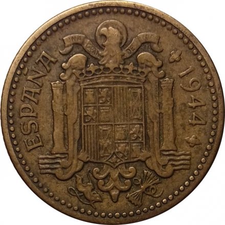 Испания 1 песета 1944 год - Франсиско Франко