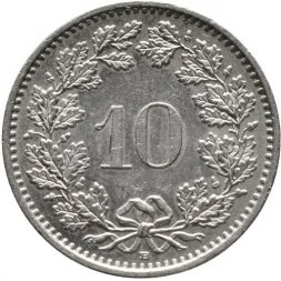 Швейцария 10 раппенов 1990 год