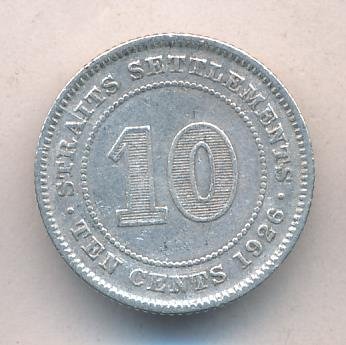 Стрейтс-Сетлментс 10 центов 1926 год - Георг V