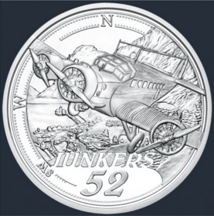 Австрия 20 евро 2019 год - Эпоха самолетов. ЮНКЕРС 52