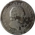 Сардиния 1 лира 1827 год (Отметка МД: &quot;Якорь&quot;, &quot;P&quot; - Генуя, Андреа Подеста)