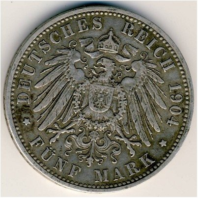Бавария 5 марок 1904 год