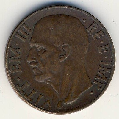 Италия 10 чентезимо 1938 год - Король Виктор Эммануил III
