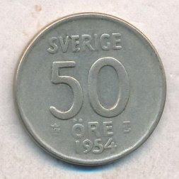 Швеция 50 эре 1954 год