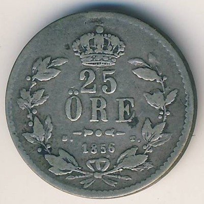 Швеция 25 эре 1856 год