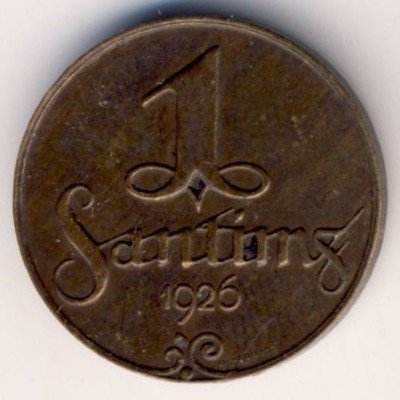 Латвия 1 сантим 1926 год - Герб