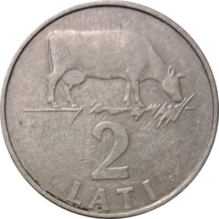 Латвия 2 лата 1992 год - Корова