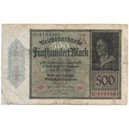 Веймарская Республика 500 марок 1922 год - F