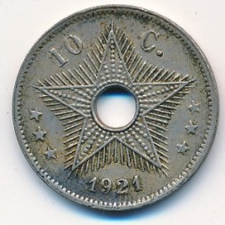 Бельгийское Конго 10 сентим 1921 год
