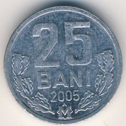 Монета Молдавия 25 бани 2005 год