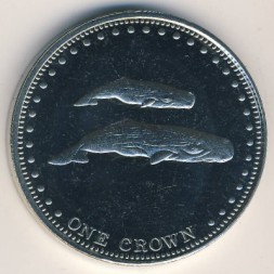 Монета Тристан-да-Кунья 1 крона 2008 год - Кашалоты