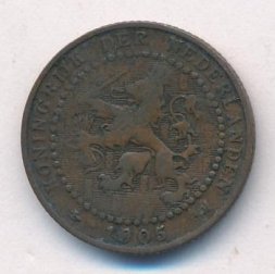 Нидерланды 1 цент 1905 год