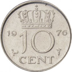 Нидерланды 10 центов 1976 год