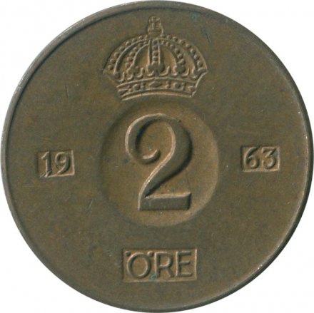 Швеция 2 эре 1963 год