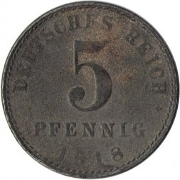 Германия 5 пфеннигов 1918 год (A)