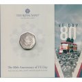 Великобритания 50 пенсов 2025 год - 80-летие Дня победы в Европе, 8 мая 1945 года (в буклете)
