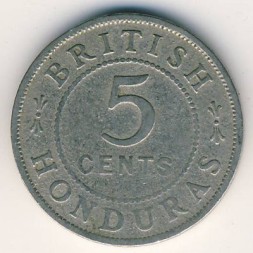 Монета Британский Гондурас 5 центов 1919 год