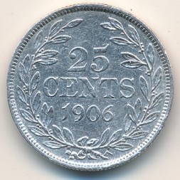Либерия 25 центов 1906 год