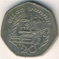 Остров Мэн 20 пенсов 1992 год - Комбайн