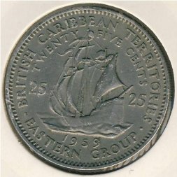 Восточные Карибы 25 центов 1959 год