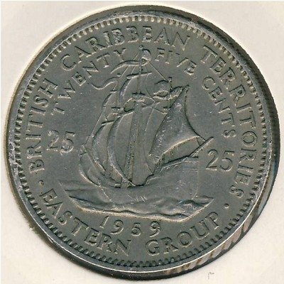 Восточные Карибы 25 центов 1959 год