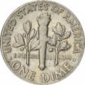 США 1 дайм (10 центов) 1975 год - Франклин Рузвельт (без отметки МД)