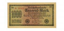 Веймарская Республика 1000 марок 1922 год - Красный номер SB - VF