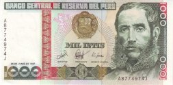 Перу 1000 инти 1987 год