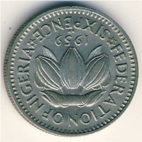 Монета Нигерия 6 пенсов 1959 год