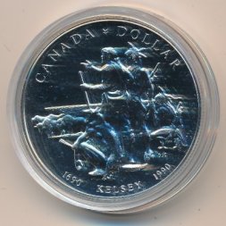 Канада 1 доллар 1990 год - 300-летие экспедиции Генри Келси (BU)