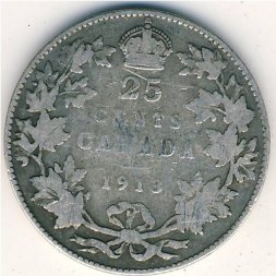 Канада 25 центов 1913 год