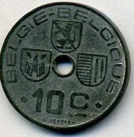 Бельгия 10 сантимов 1946 год (BELGIE-BELGIQUE)