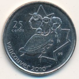 Канада 25 центов 2008 год - Бобслей