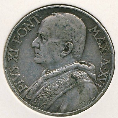 Ватикан 10 лир 1937 год