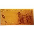 Сувенирная банкнота Новая Зеландия 5 долларов (золотые) - UNC
