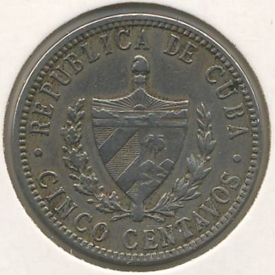 Куба 5 сентаво 1916 год (редкий год)