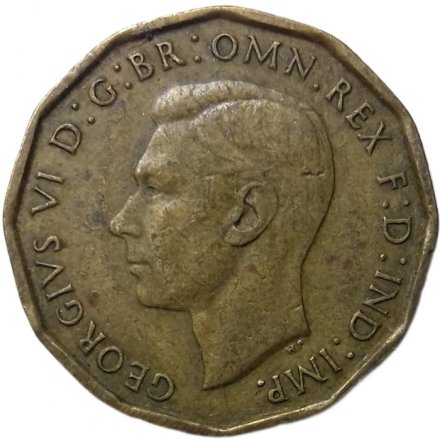 Великобритания 3 пенса 1943 год - Король Георг VI