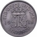 Великобритания 6 пенсов 1938 год