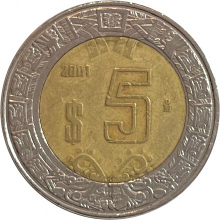 Мексика 5 песо 2001 год - Хохлатый сокол