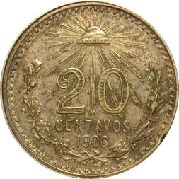 Мексика 20 сентаво 1906 год