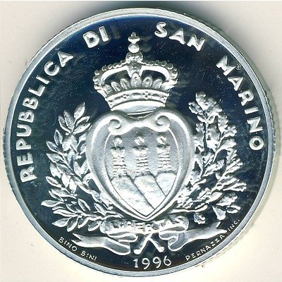 Сан-Марино 10000 лир 1996 год - Животный мир в опасности. Волки