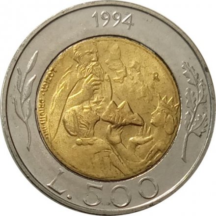 Сан-Марино 500 лир 1994 год - Камнедробитель с молотом и зубилом