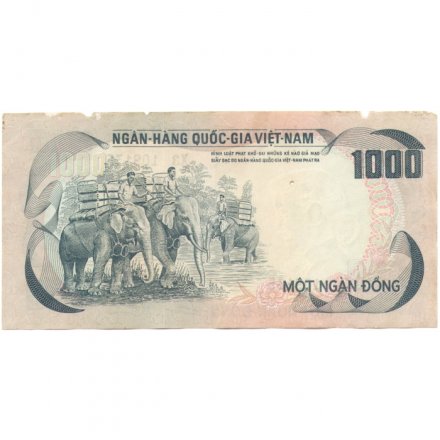 Вьетнам (Южный) 1000 донгов 1972 год - Дворец независимости. Слоны за работой - F