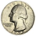 США 25 центов (1/4 доллара) 1972 год - Washington Quarter ( без отметки МД)
